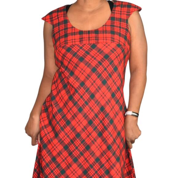Vintage Saba Tartan Dress Red Matching Shawl Wool Plaid 70s Maxi Set Size Medium - Picture 5 of 15